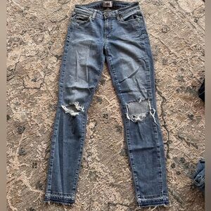PAIGE Distressed Skinny Jeans in Blue